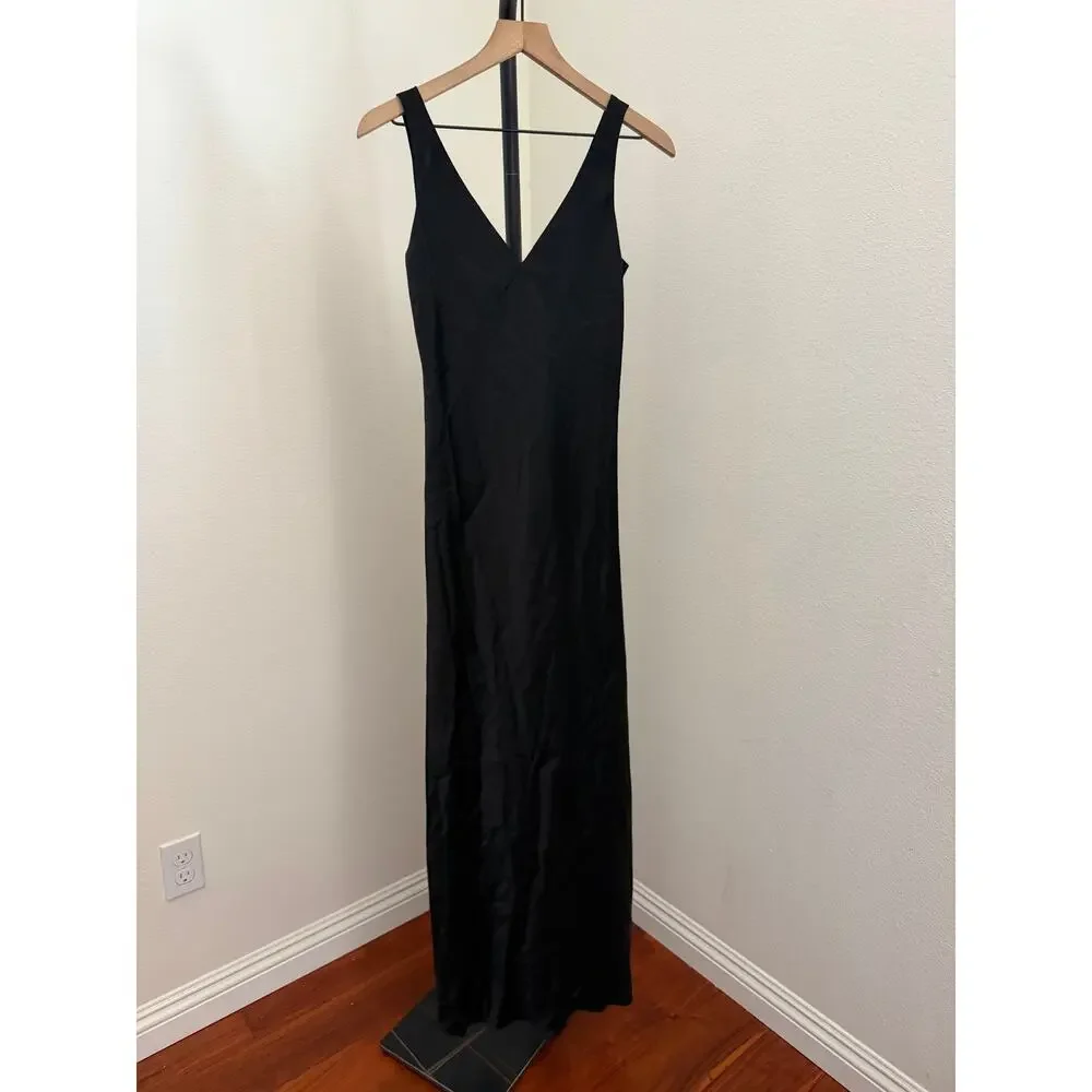 New Vince satin V-neck maxi slip dress size XS - Picture 2 of 4